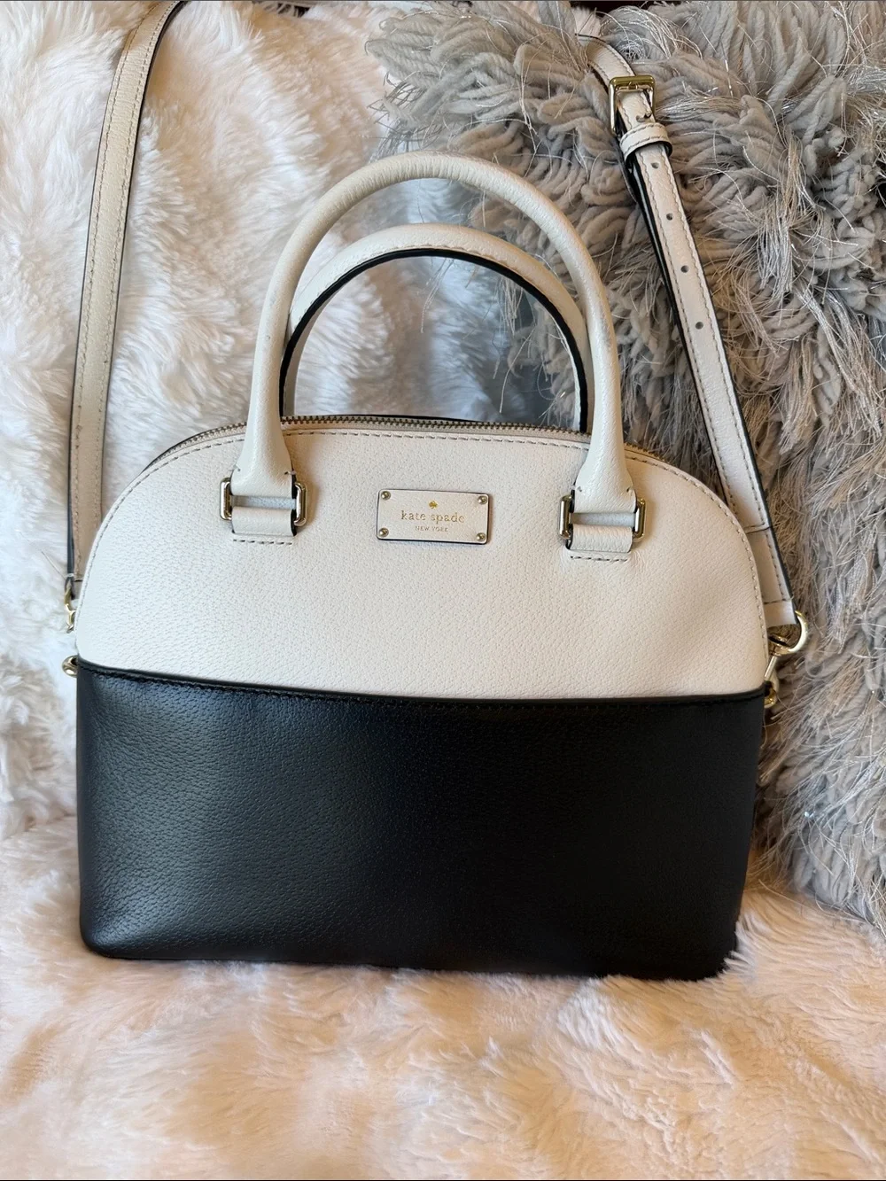 kate spade Carli Two-Tone Dome Satchel - White & Black
